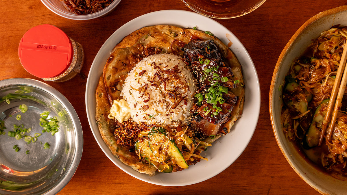 Scallion Pancake + Ginger Scallion Rice & Char Siu